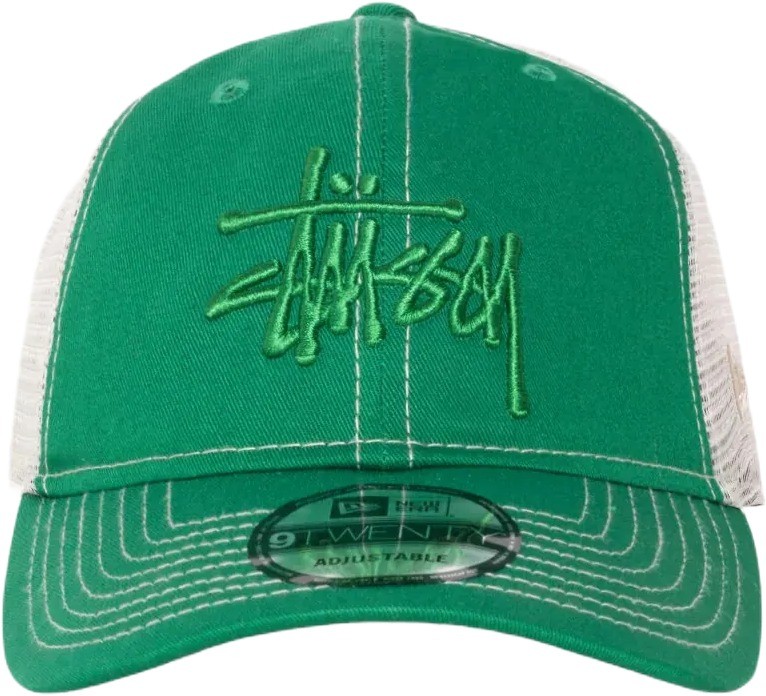 Stüssy x NEW ERA 9TWENTY WASHED BASIC TRUCKER Green