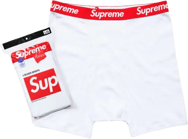 Supreme X Hanes Boxer Briefs (4 Pack) White