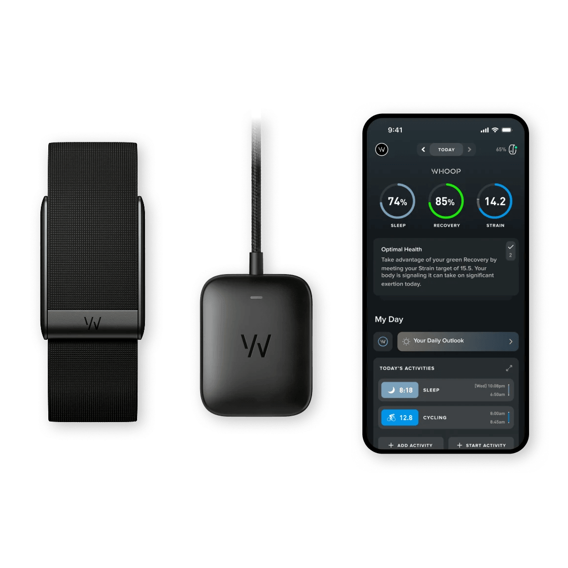 Whoop 5.0 Jet Black CoreKnit Band - 12 Month One Membership