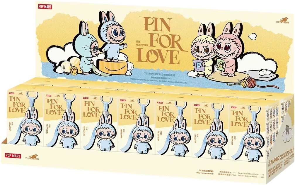 Pop Mart Labubu The Monsters Pin for Love Series Vinyl Plush Pendant (A-M) Sealed Case (14 Blind Box)