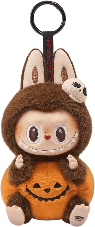 Pop Mart Labubu Happy Halloween Party Series-Sitting Pumpkin Vinyl Plush Pendant