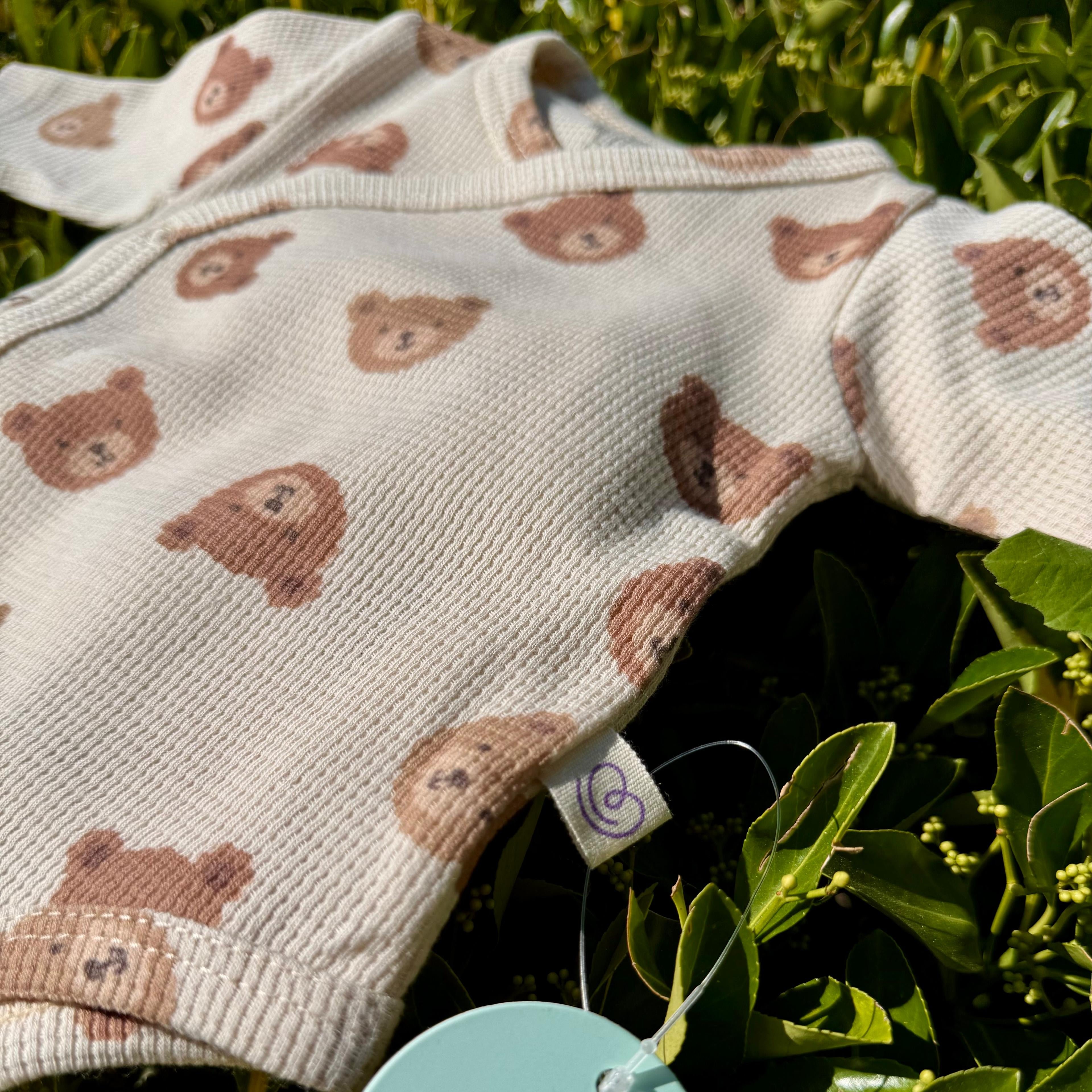 3'lü Ayıcık Desen Waffle Kumaş Hastane Çıkışı