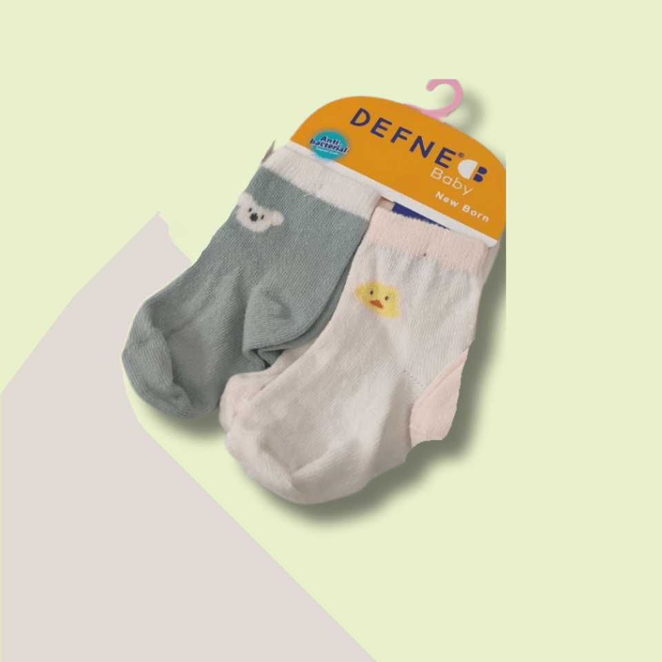 2'li Unisex %100 Bambu Çorap 0-6 Ay (Mint-Ekru)
