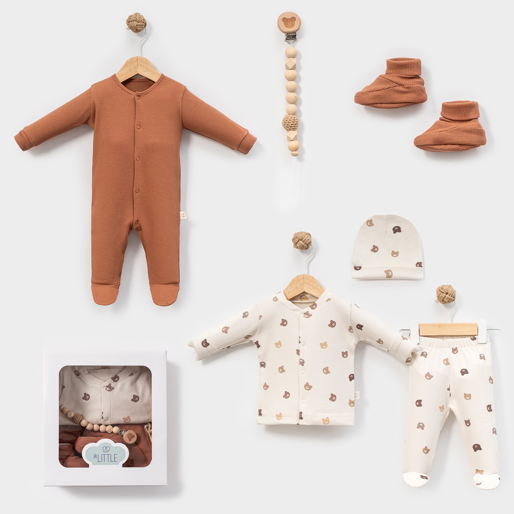 6'lı Jr Little Bear Kaşkorse Hastane Çıkışı, Kiremit Tulum, Kiremit Patik, Emzik zinciri