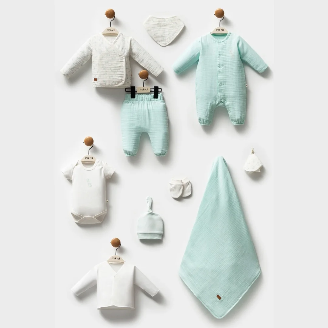 10'lu Ananas Desenli Müslin Hastane Çıkışı Set