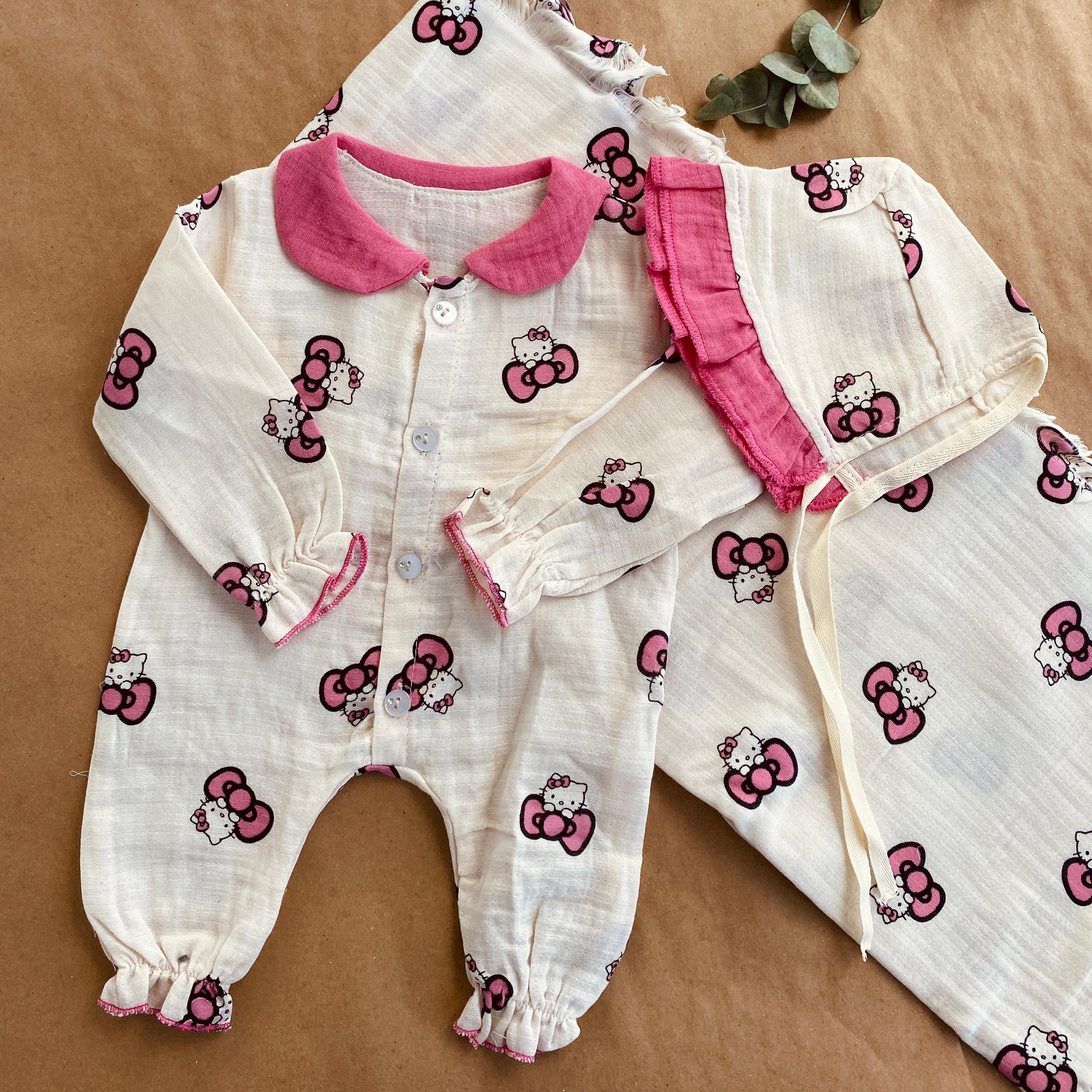 3'lü Hello Kitty Müslin Tulum&Şapka, Müslin Battaniye