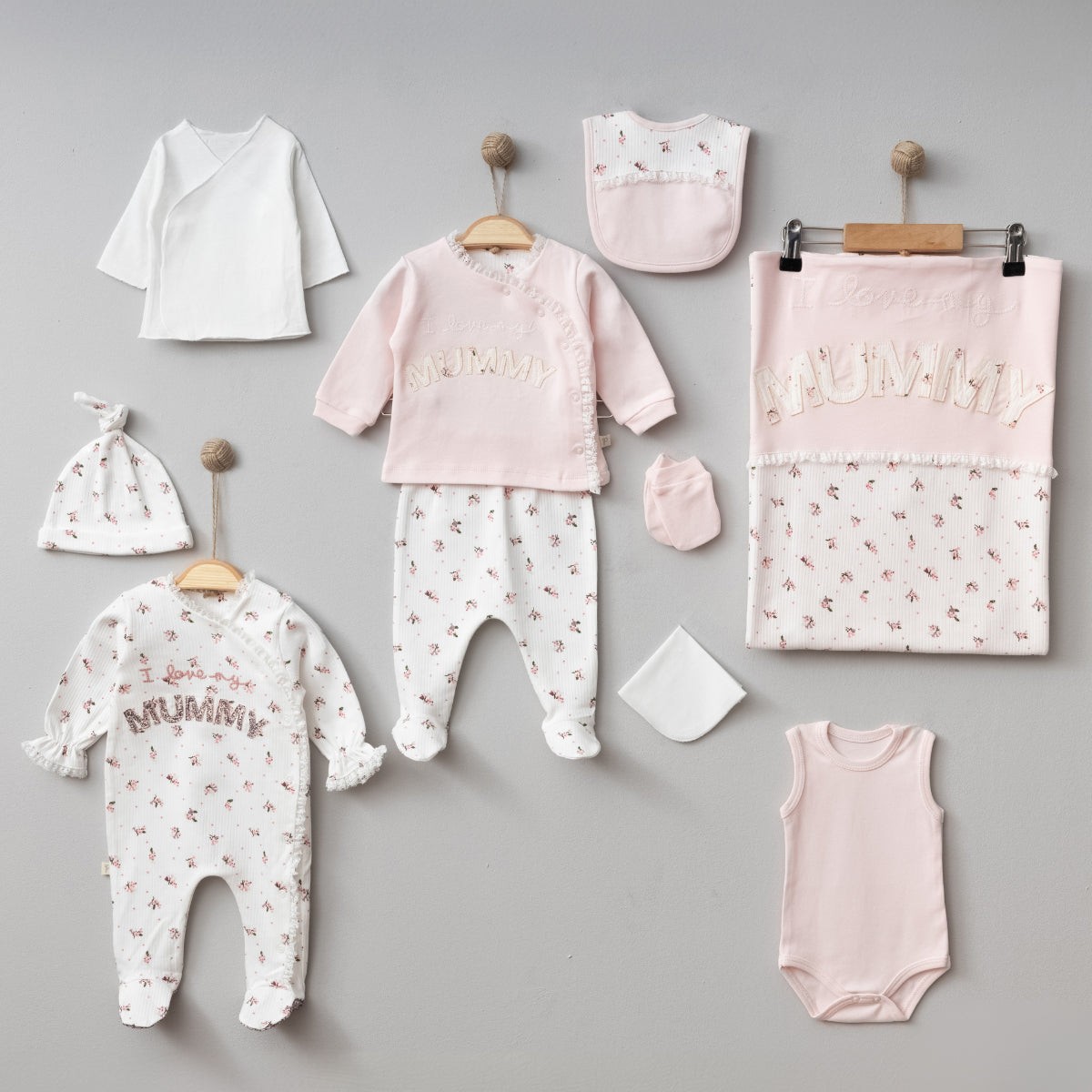 10'lu Kız Bebek Mummy Pembe Hastane Çıkışı Set