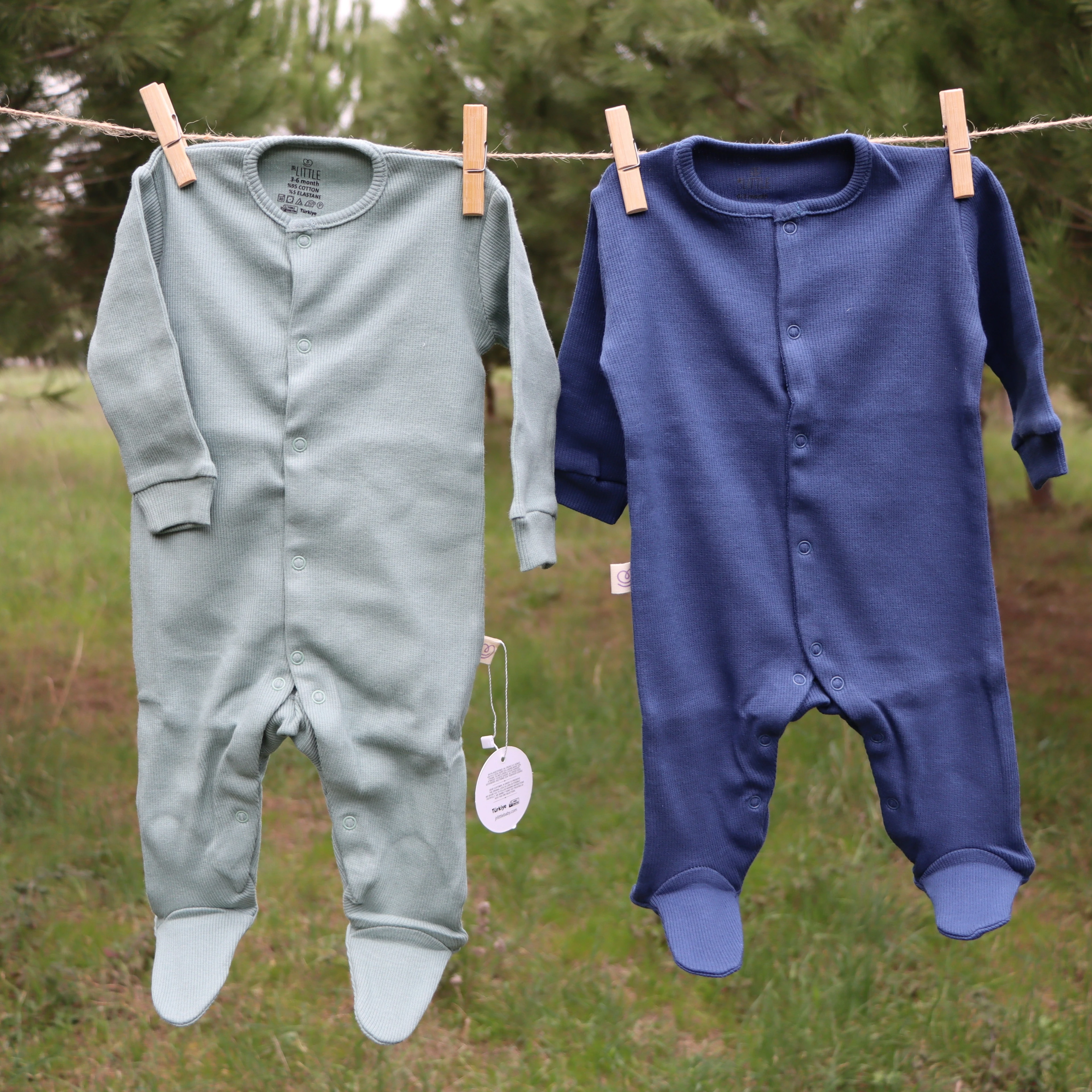 2’li Mint, İndigo Bebek Tulum 0-3/3-6 Ay