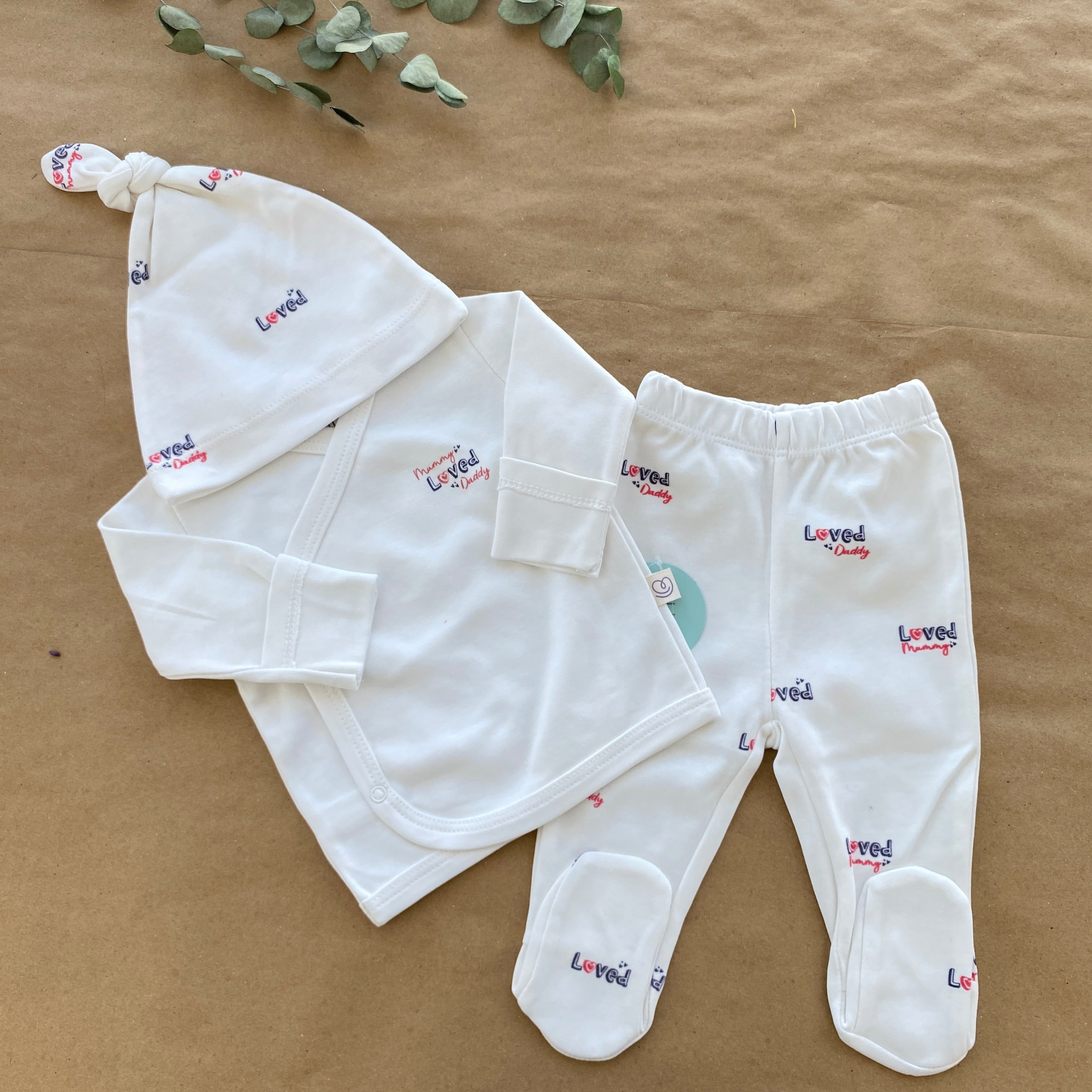 3'lü Mommy Loved Dady Organik Hastane Çıkışı