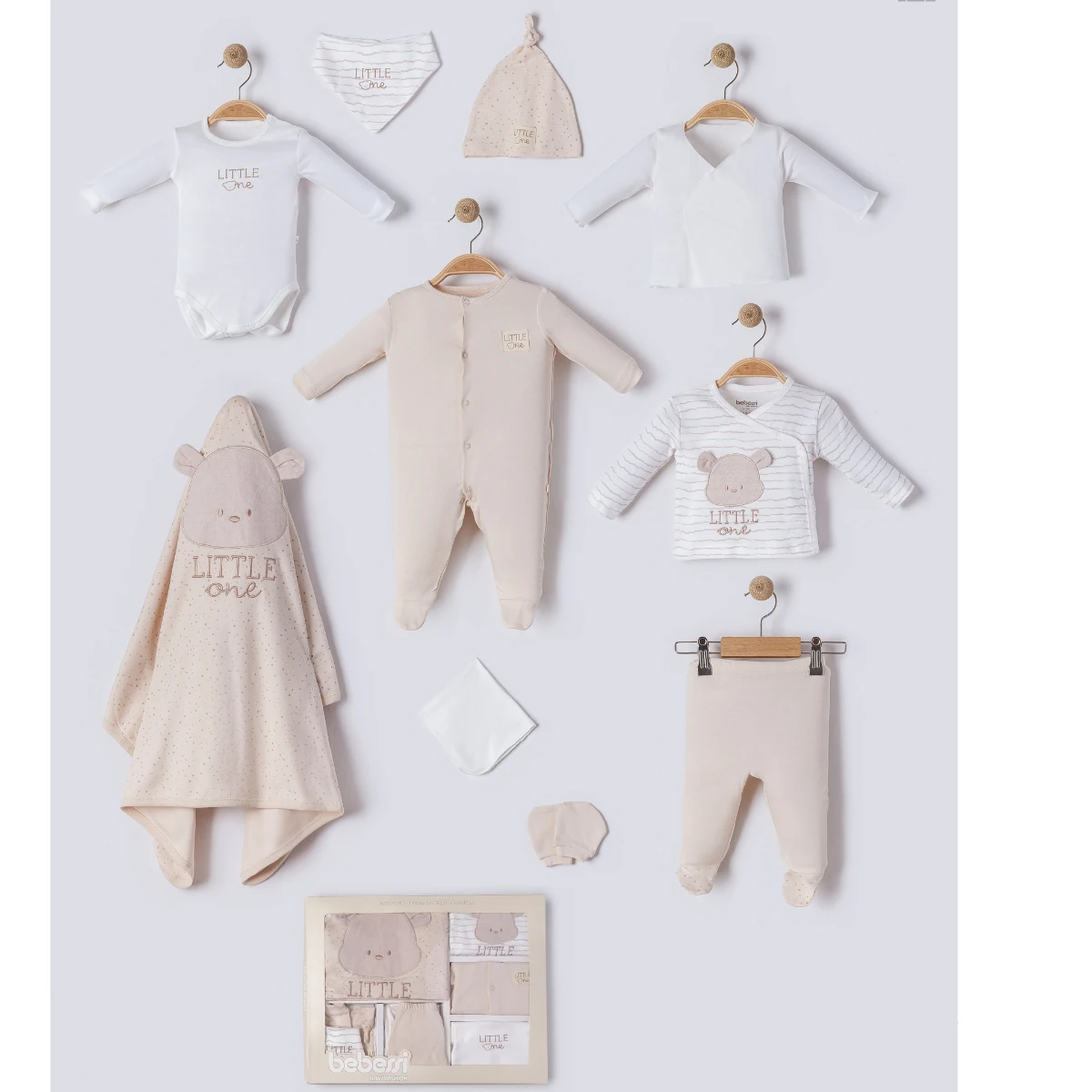 10'lu Erkek Bebek Little One Hastane Çıkışı Set (Mavi-Yeşil-Bej)