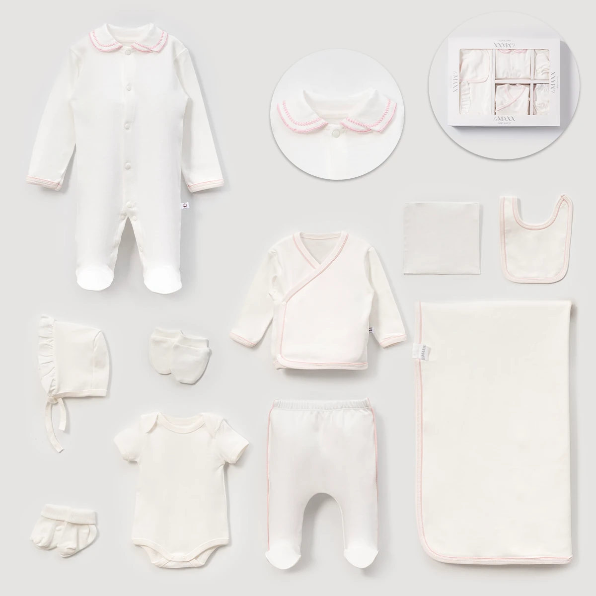 10'lu Biyeli Hastane Çıkışı Set (Lacivert-Bej-Pembe)