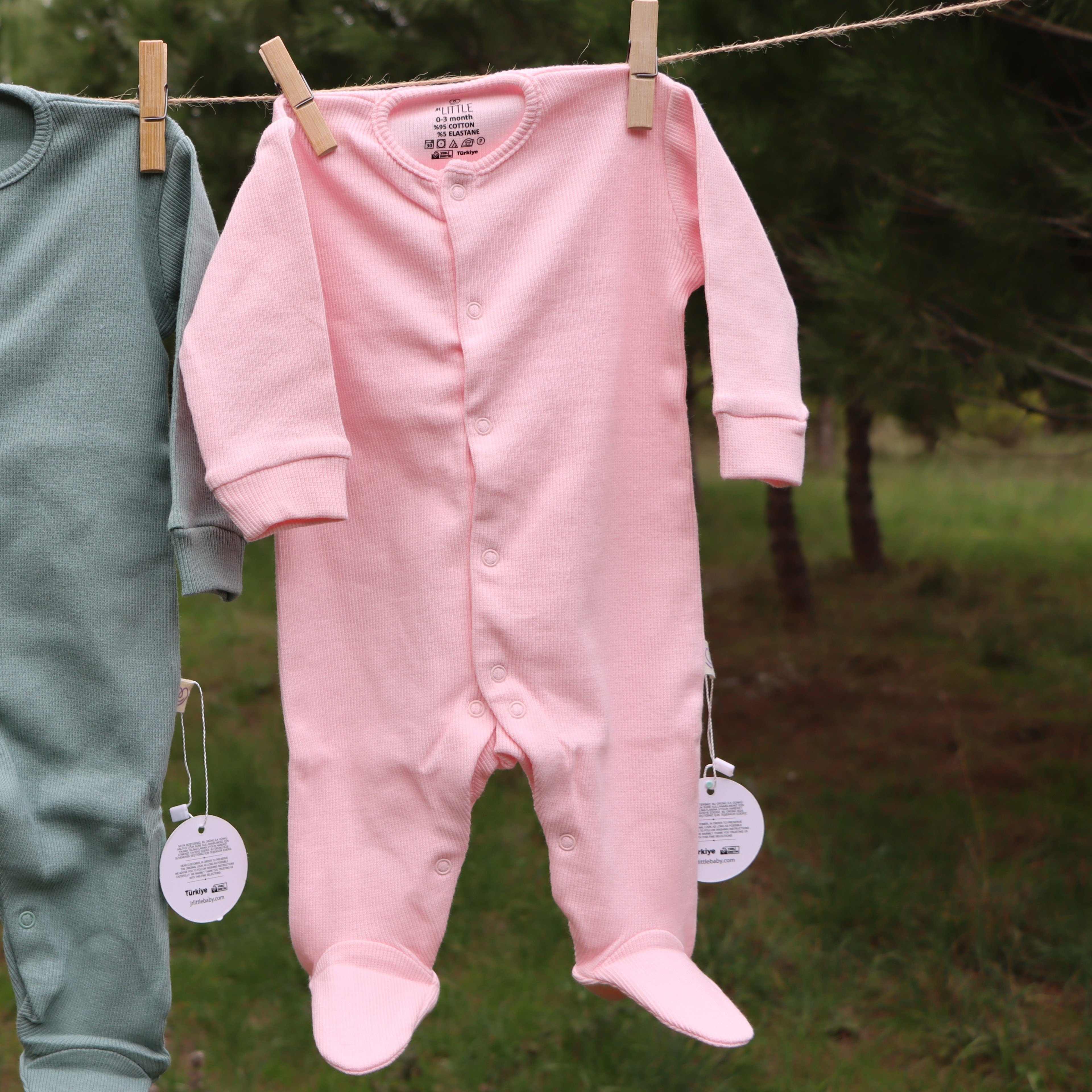Pembe Kaşkorse Bebek Tulumu 0-3/3-6 Ay