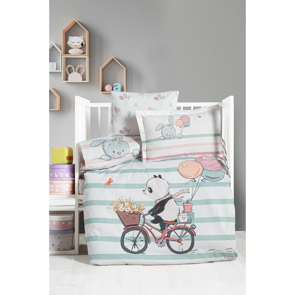 4'lü Unisex Baskılı Nevresim Takımı - Little Panda