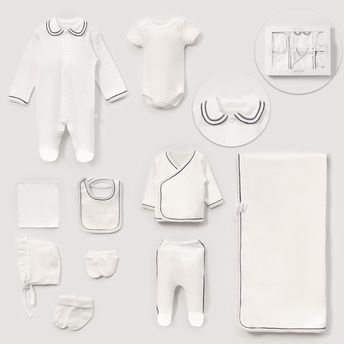 10'lu Biyeli Hastane Çıkışı Set (Lacivert-Bej-Pembe)