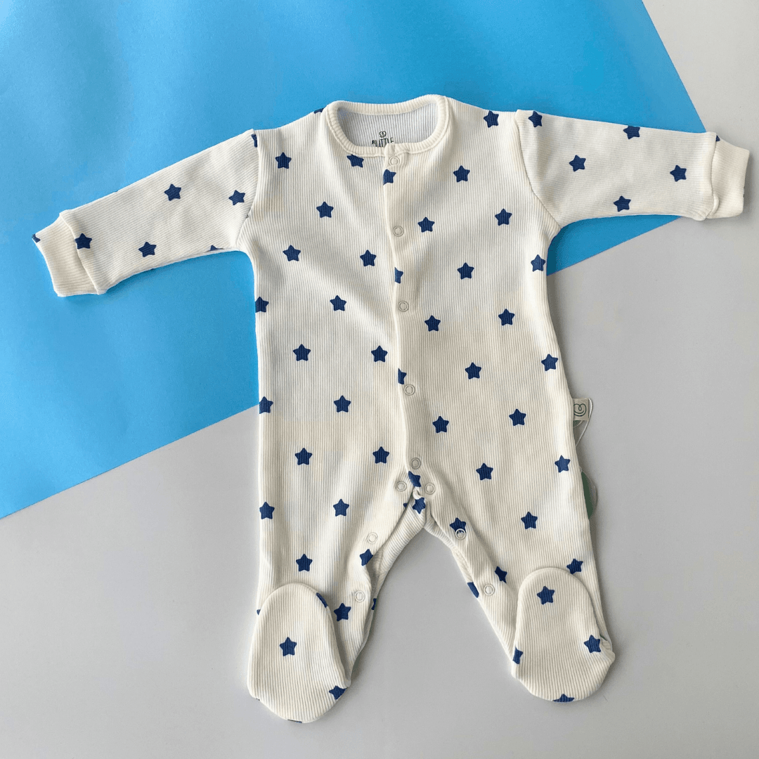 7'li Jr. Dogs, İndigo Patik, Yıldızlı Tulum Yeni Doğan Set