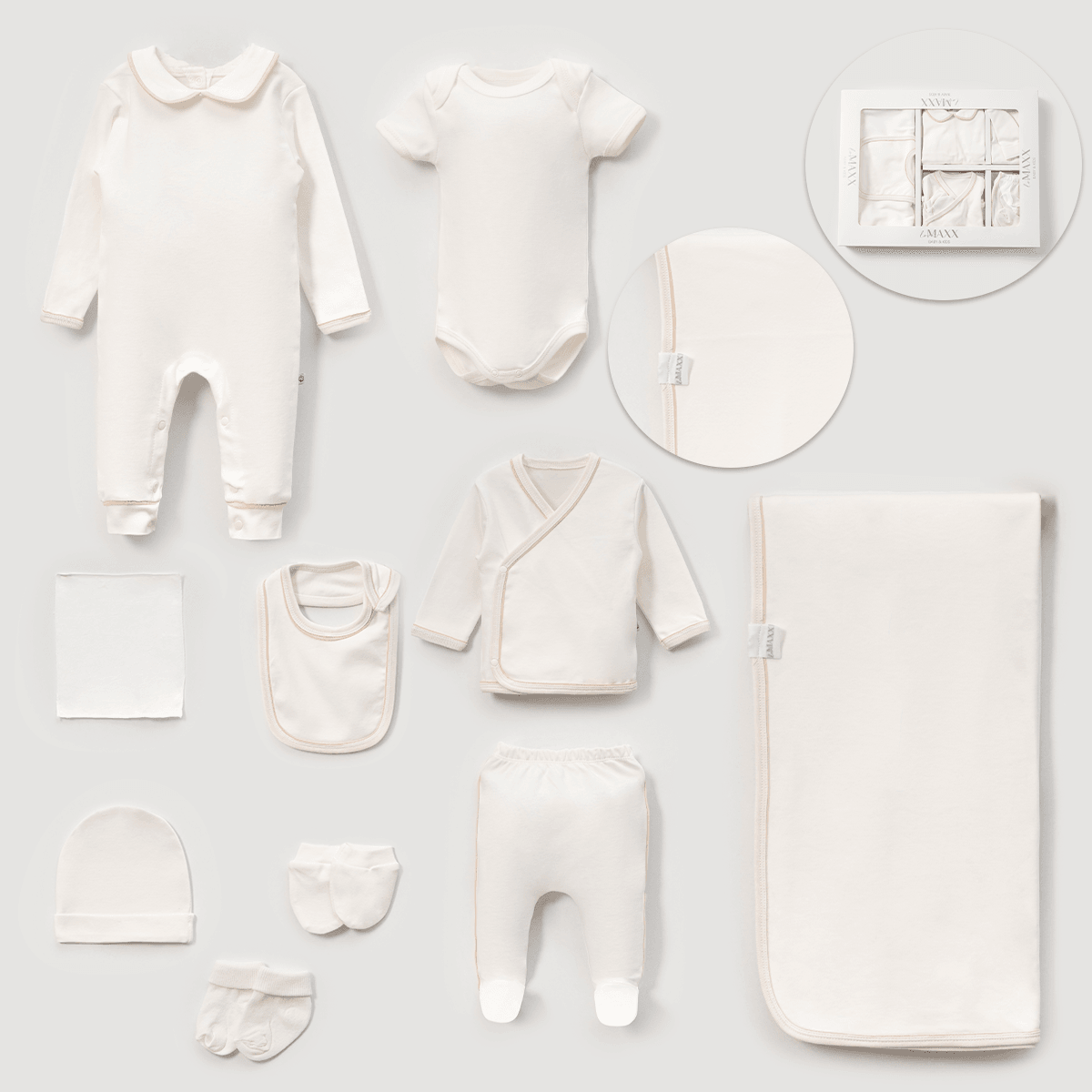 10'lu Biyeli Kız Bebek Hastane Çıkışı Set  - Bej