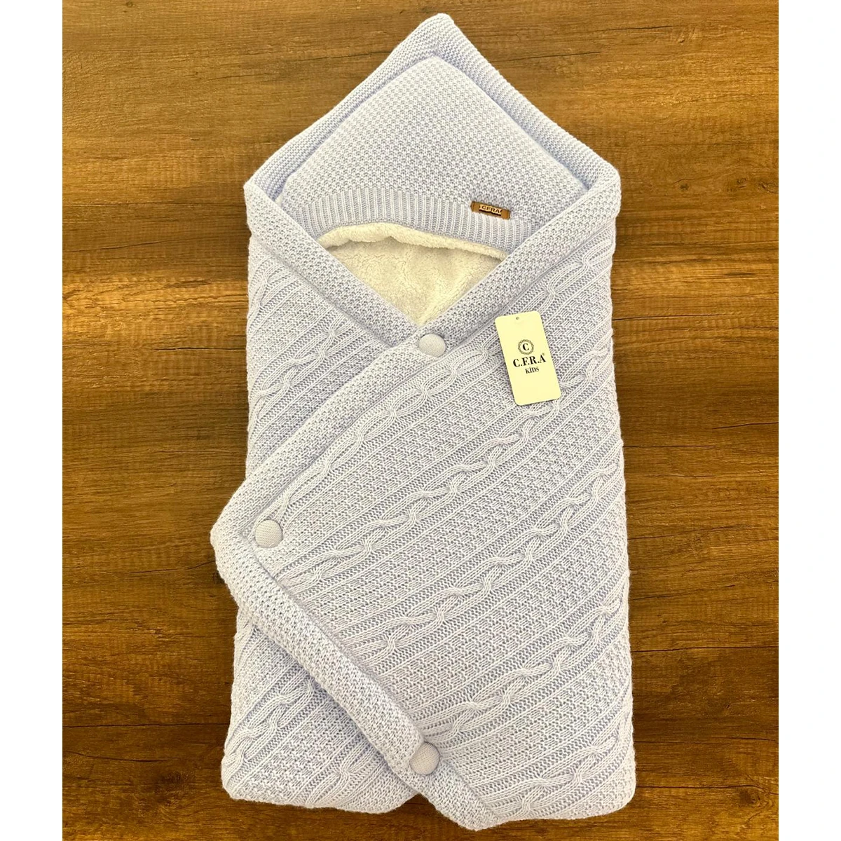 Triko Bağlamalı Kundak Battaniye 85x85 cm (Mavi-Pembe-Bej-Gri-Ekru)