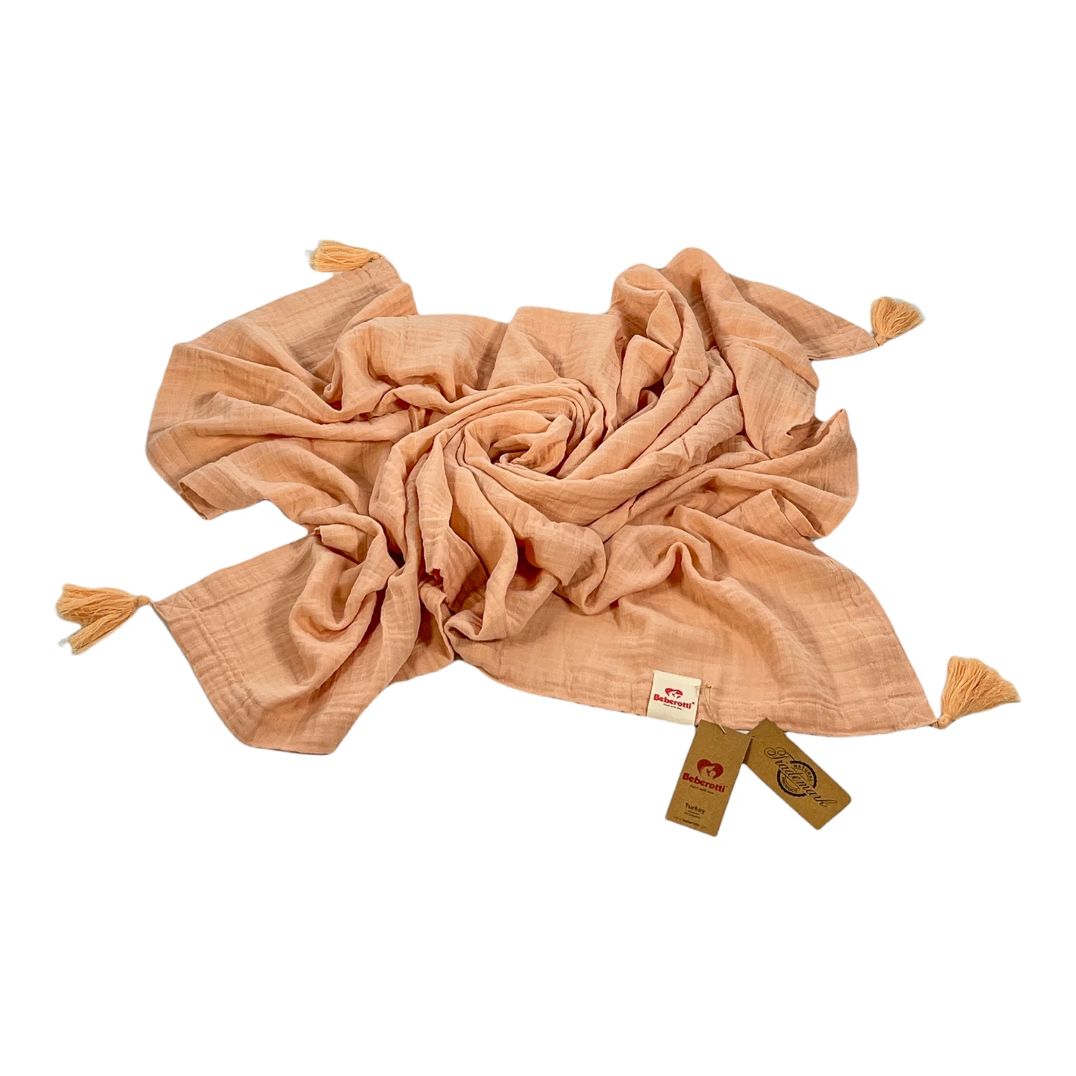 Saçaklı Müslin Battaniye Pudra