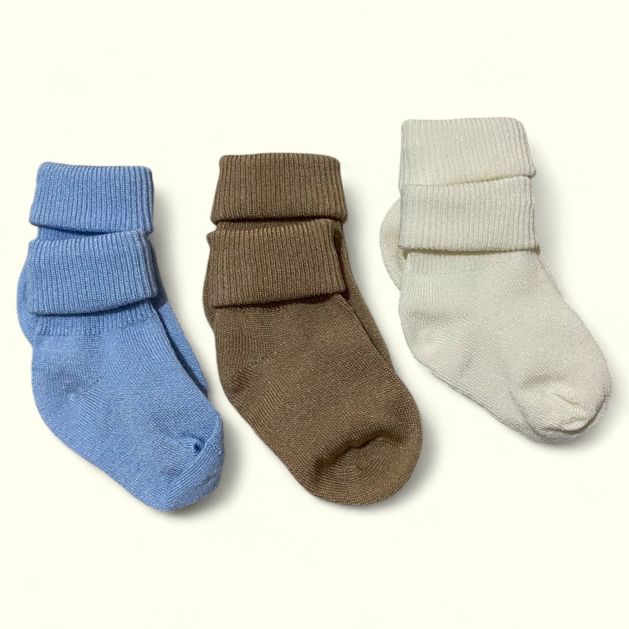 3’lü Bambu Çorap Set (Mavi-Bej-Ekru)