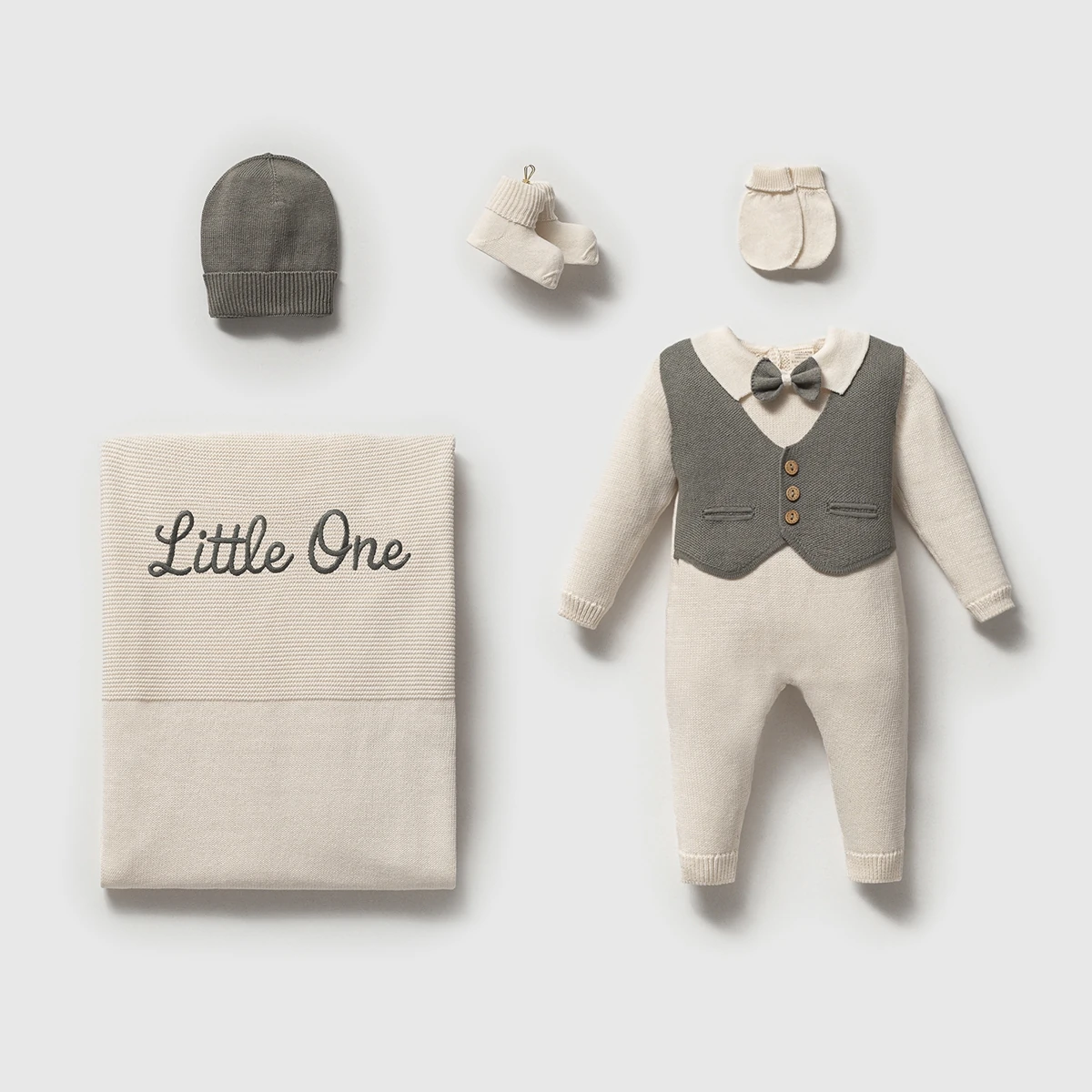 5'li Erkek Bebek Little One Tulumlu Yelekli Hastane Çıkışı (Bej-Lacivert-Mavi-Gri) - Yeşil