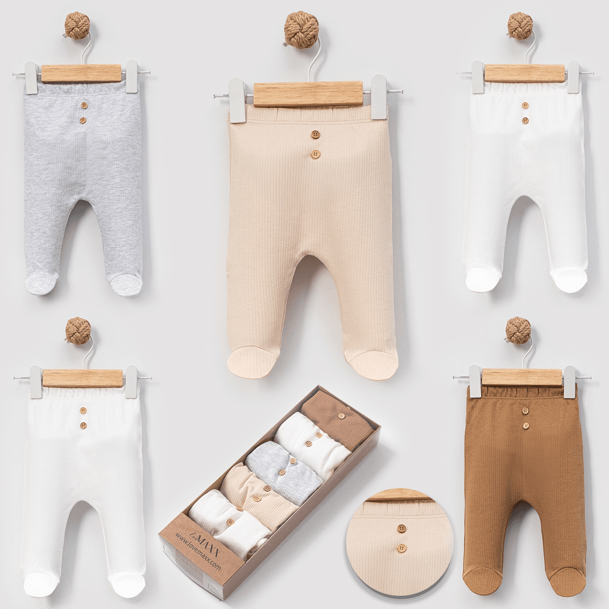 Unisex 5'li Ayaklı Düğmeli Alt Soft Renkli