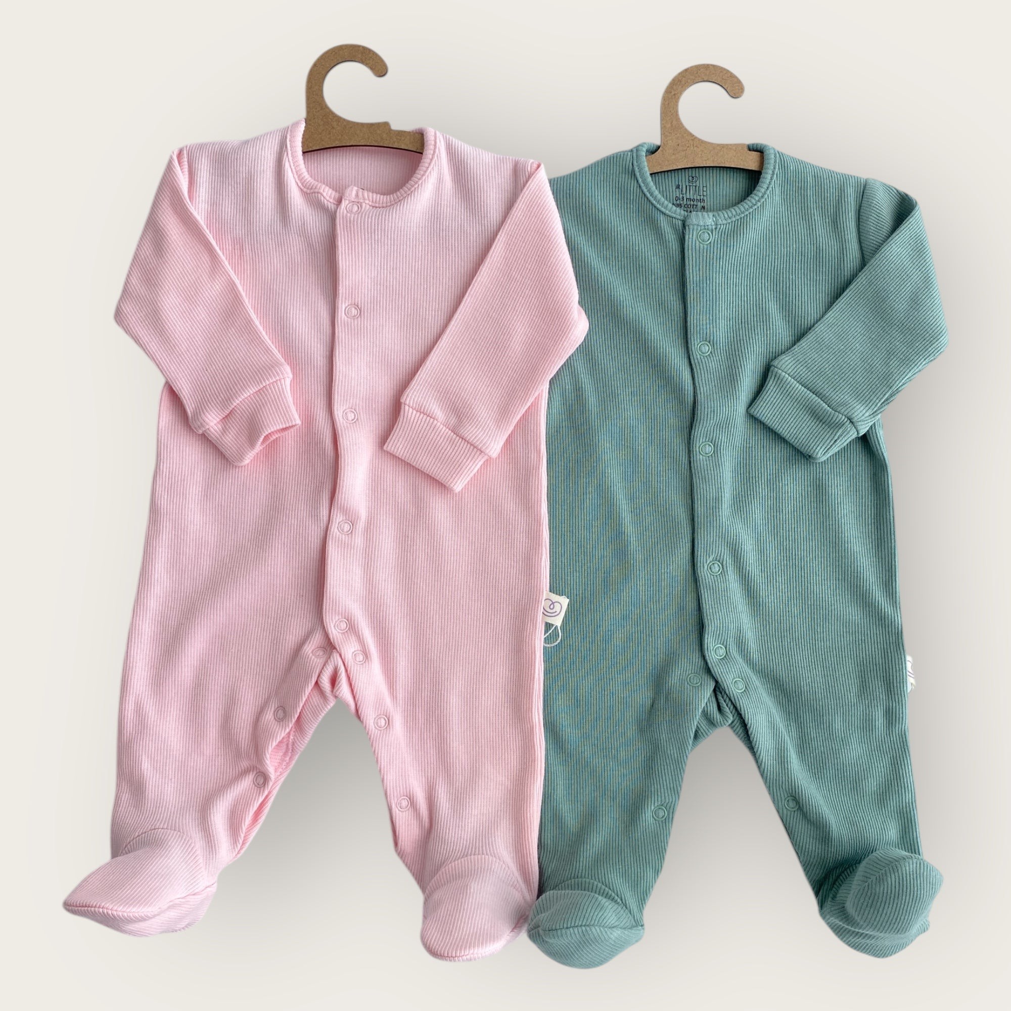 2’li Mint, Pembe Bebek Tulum 0-3/3-6 Ay