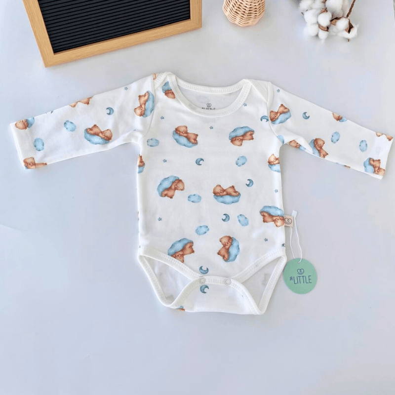 5'li Jr. Teddy Bear Zıbın Seti, Patik, Müslin Bez, Bambu Çorap ve Emzik zinciri, Keçi Kılı Tarak Seti Hediye Seti