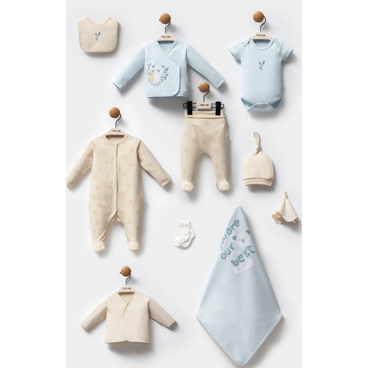 10'lu Erkek Bebek Koala Mavi Hastane Çıkışı Set