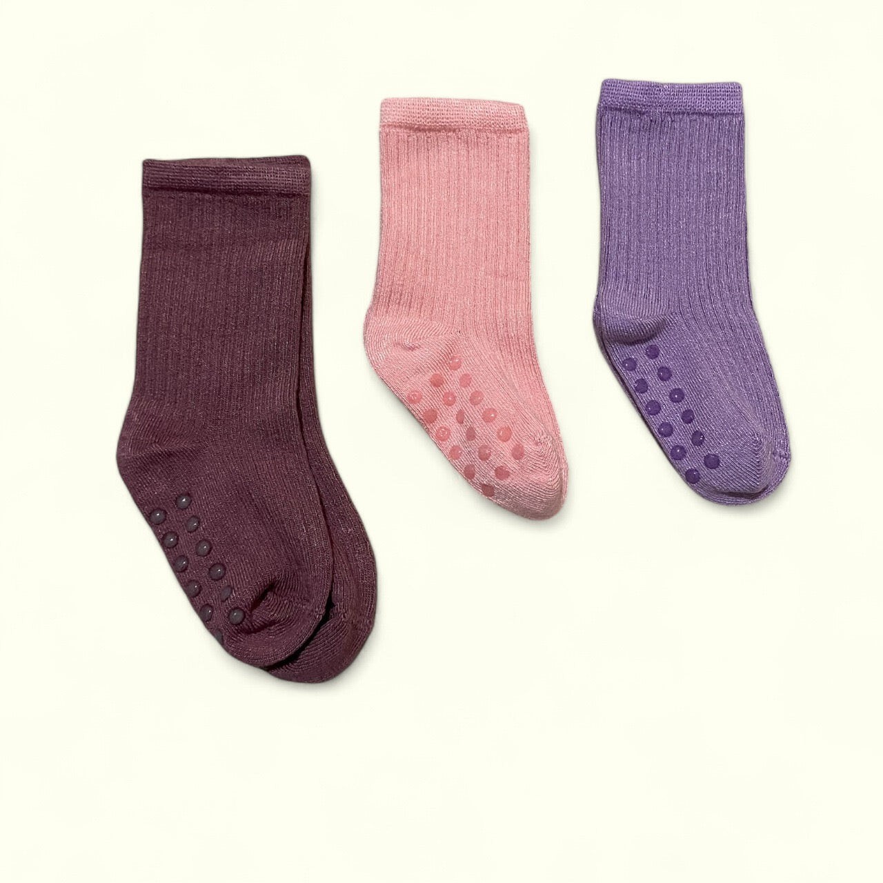 3’lü Bambu Çorap Kaydırmaz Taban Set (Mürdüm-Pembe-Lila)