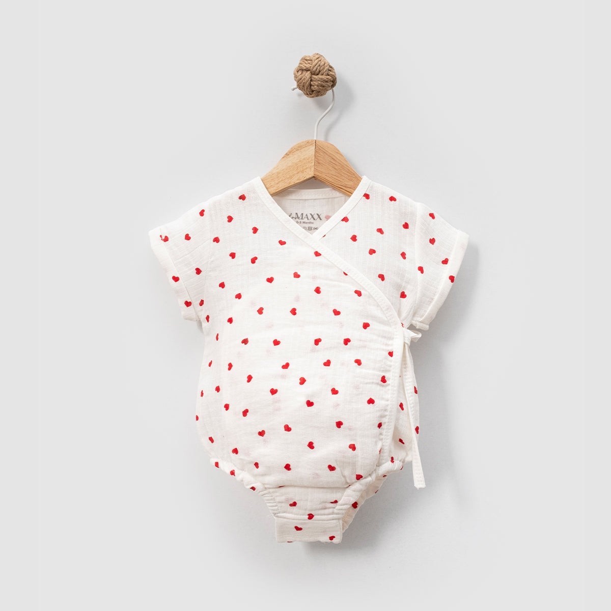  Kız Bebek Müslin Romper (Kalpli-Çiçekli)