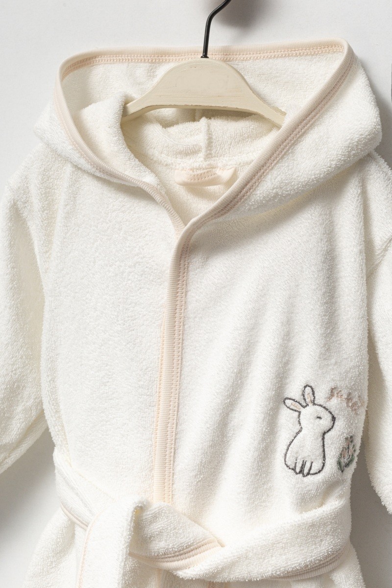 Kız Bebek Tavşan Desenli Bornoz Set
