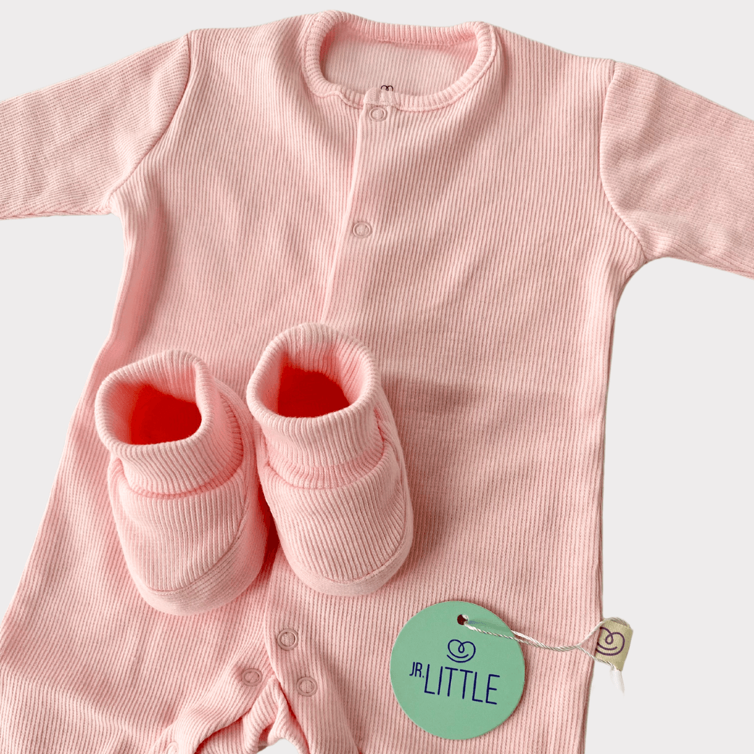Pembe Kaşkorse Bebek Tulumu 0-3/3-6 Ay