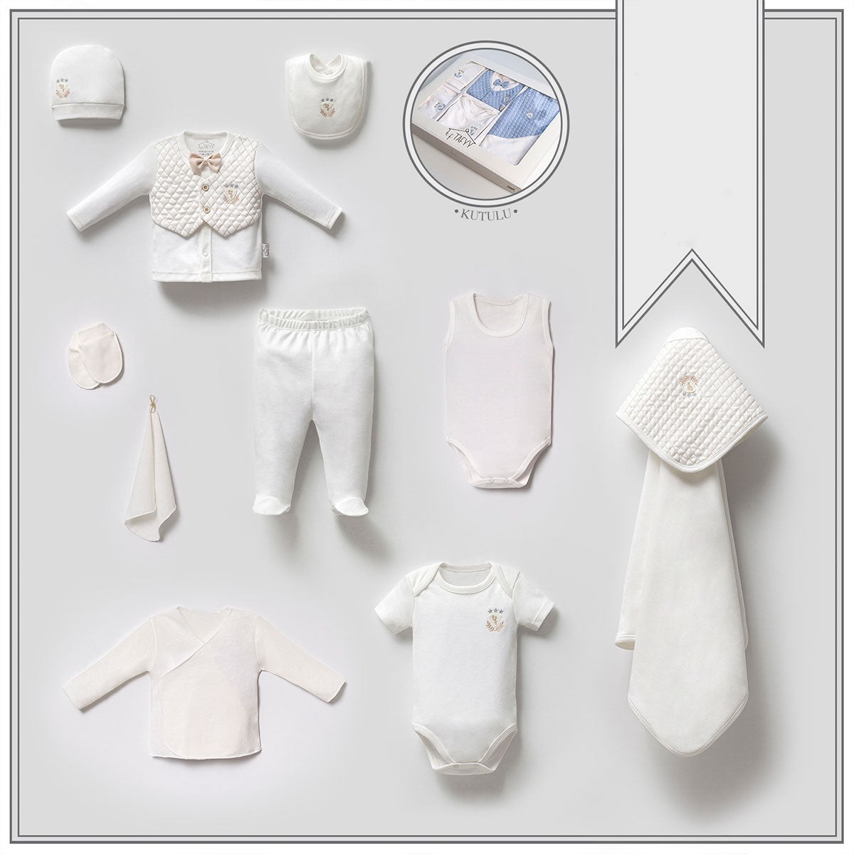 10'lu Kapitoneli Hastane Çıkışı Set (Krem-Mavi-Bej-Gri) 