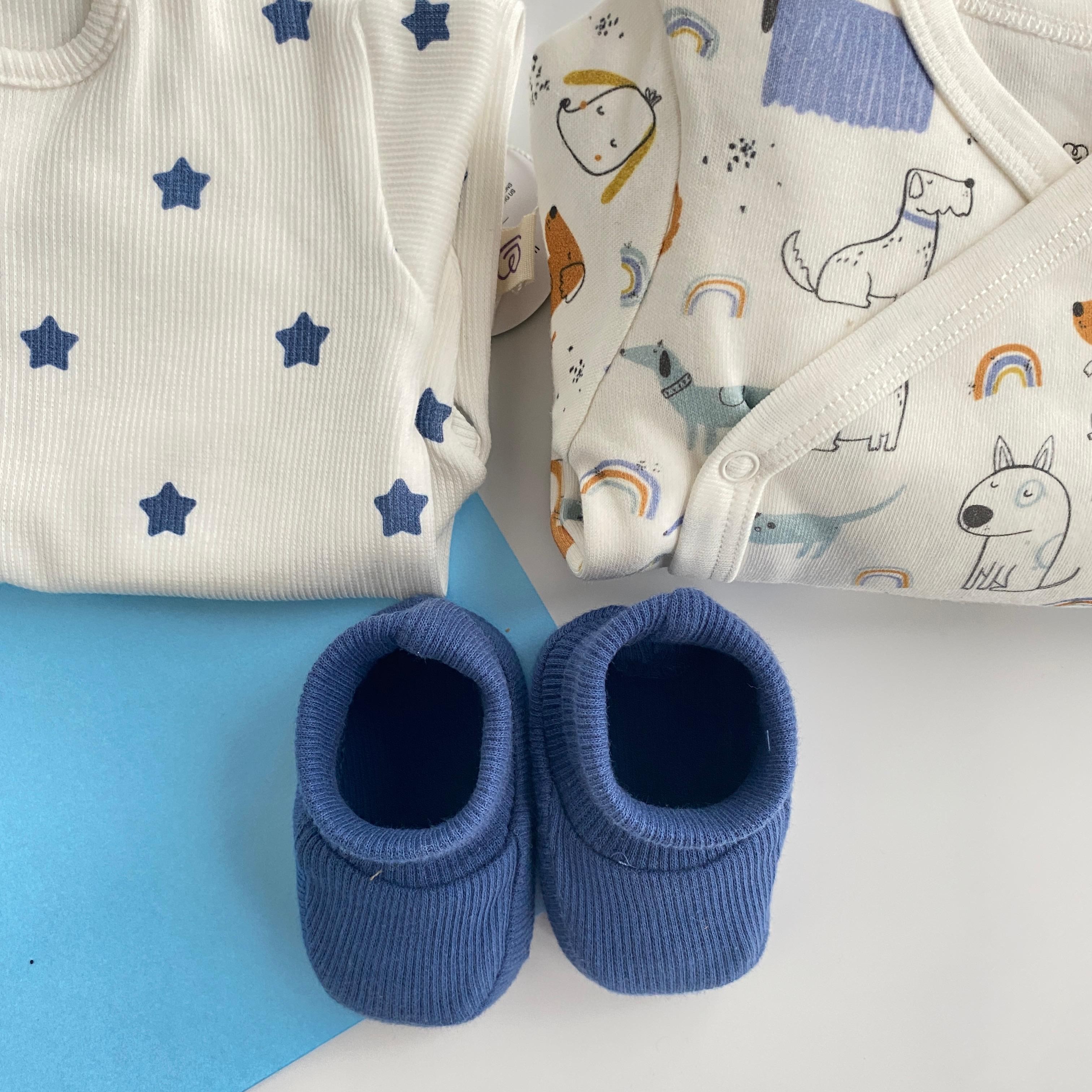 7'li Jr. Dogs, İndigo Patik, Yıldızlı Tulum Yeni Doğan Set
