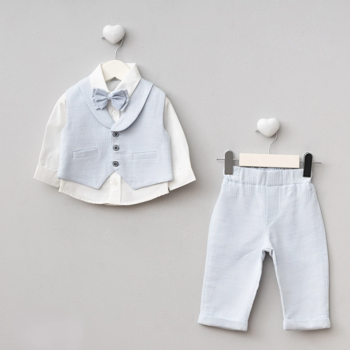 4'lü Erkek Bebek Yelekli Mevlüt Set (Mavi-Lacivert)