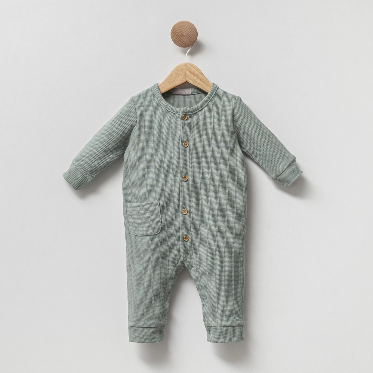 Erkek Bebek Patiksiz Tulum (Yeşil-Bej)