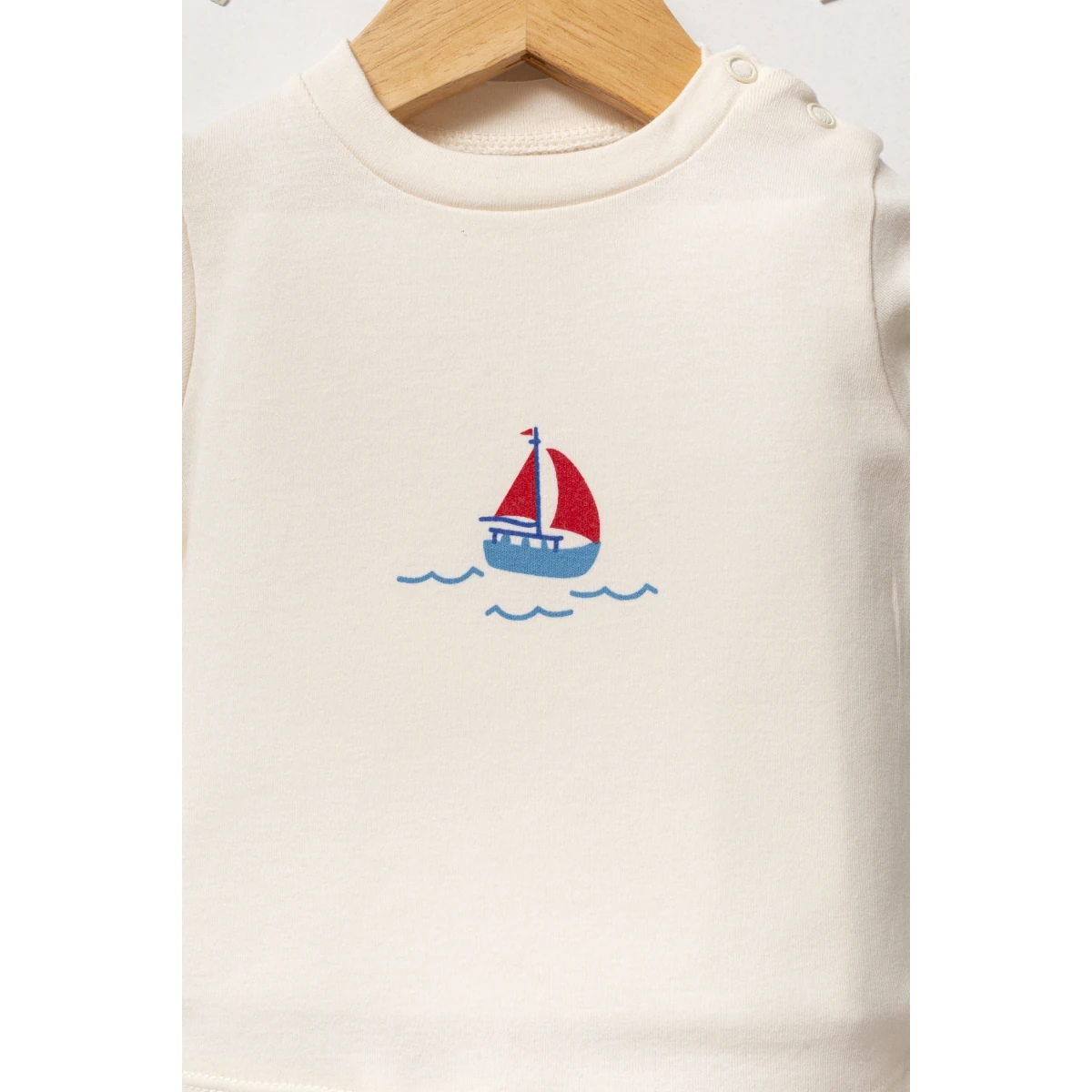 3'lü Erkek Bebek Yelkenli Kapüşonlu Yelekli Mavi Takım