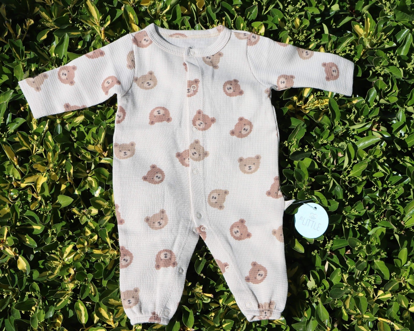 Jr Little Ayıcık Desen 0-3 Ay Organik Waffle Tulum