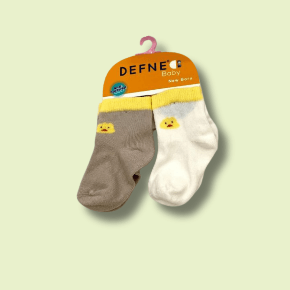 2'li Unisex Ördek Detaylı %100 Bambu Çorap 0-6 Ay (Bej-Ekru)