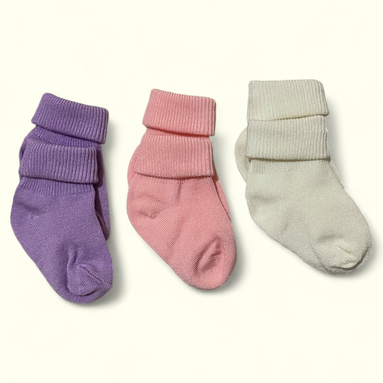 3’lü Bambu Çorap Set (Lila-Pembe-Ekru)