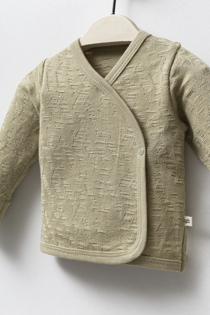 10'lu Erkek Bebek Delikli Örgü Kumaş Haki Hastane Çıkışı