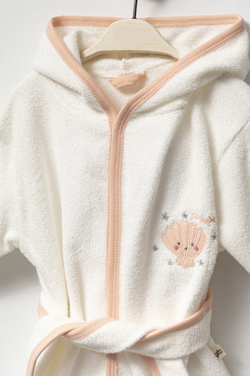 Kız Bebek İnci Desen Bornoz Set