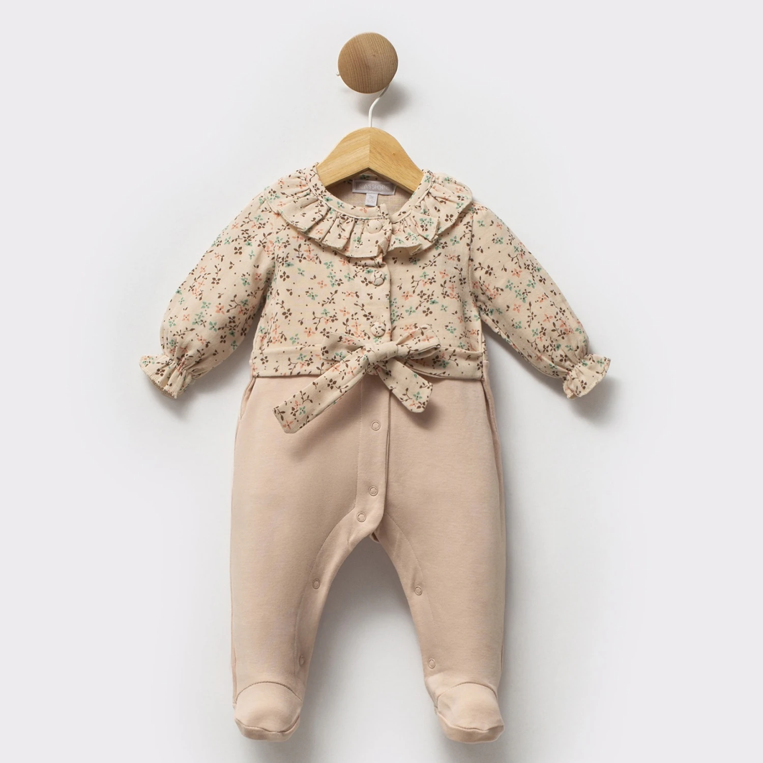 Kız Bebek Çiçek Desenli Somon Tulum