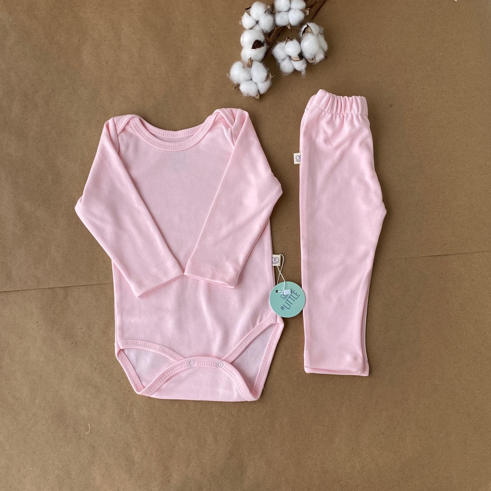 2'li Zıbın Pantolon Organik Takım Pembe
