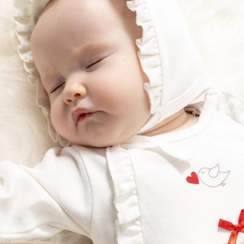 2'li Kız Bebek Tulum ve Şapka Ekru Set