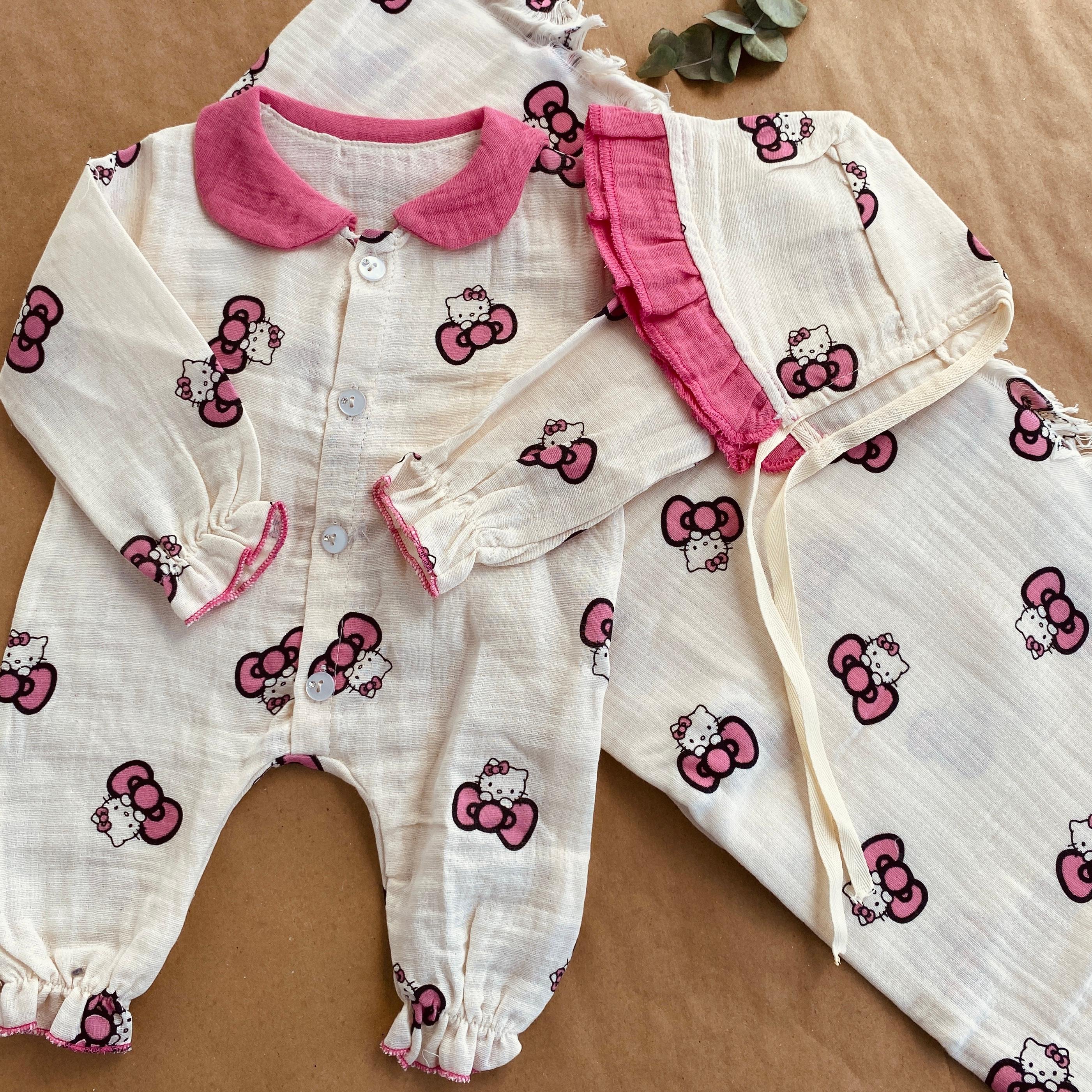 3'lü Hello Kitty Müslin Tulum&Şapka, Müslin Battaniye