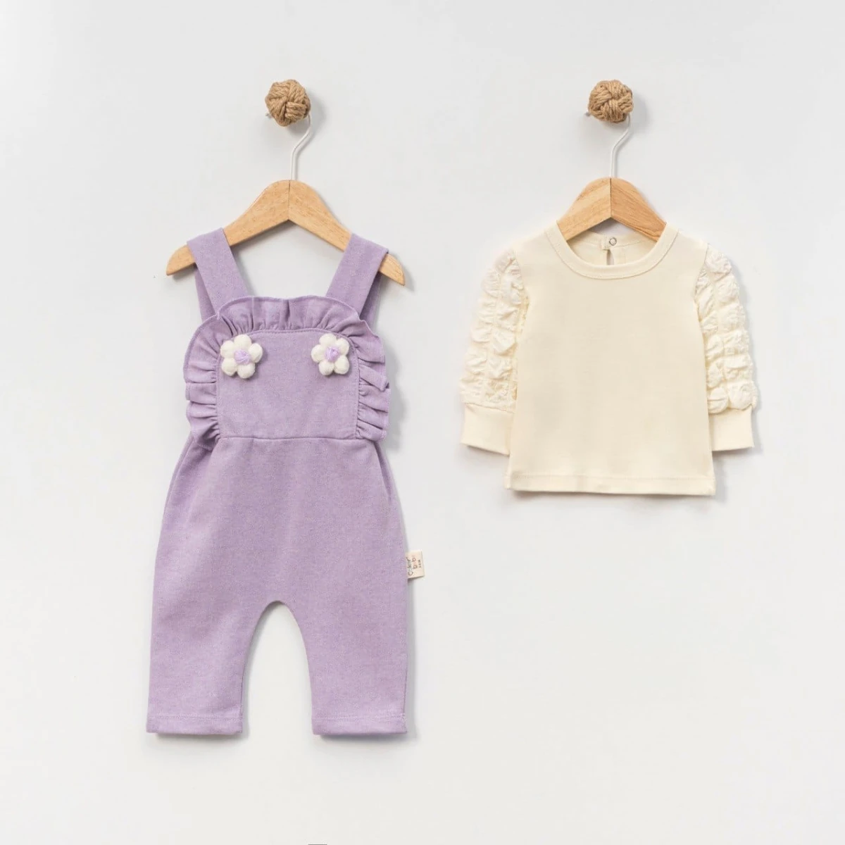 2'li Gofreli Salopetli Takım (Lila-Gül-Mint-Kırmızı)