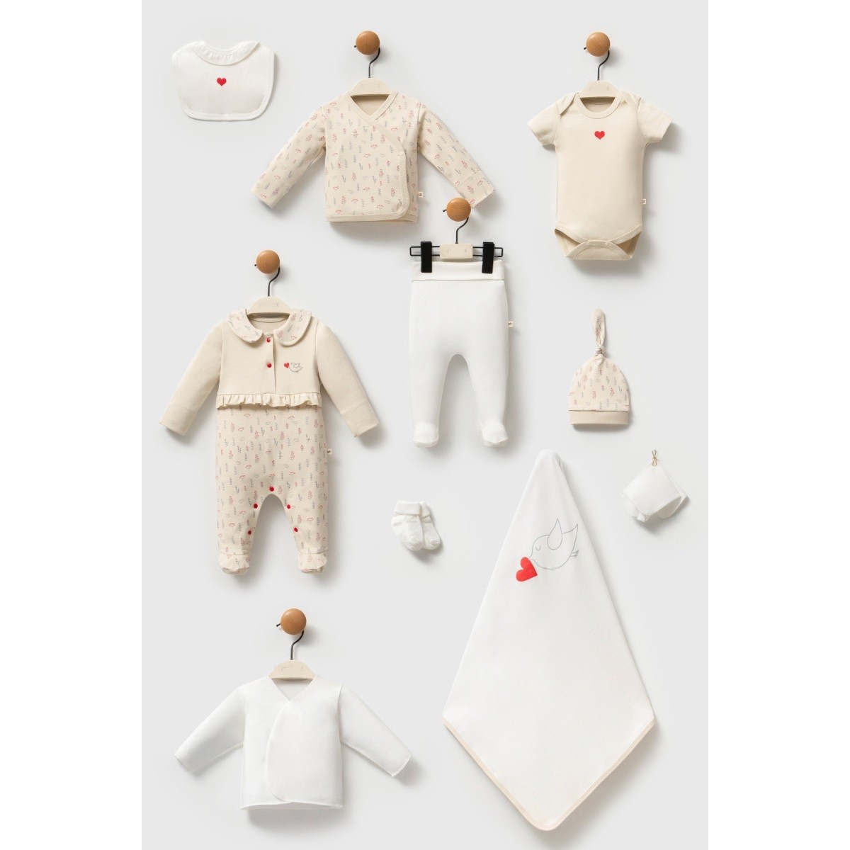 10'lu Kız Bebek Kokina Desen Hastane Çıkışı Set