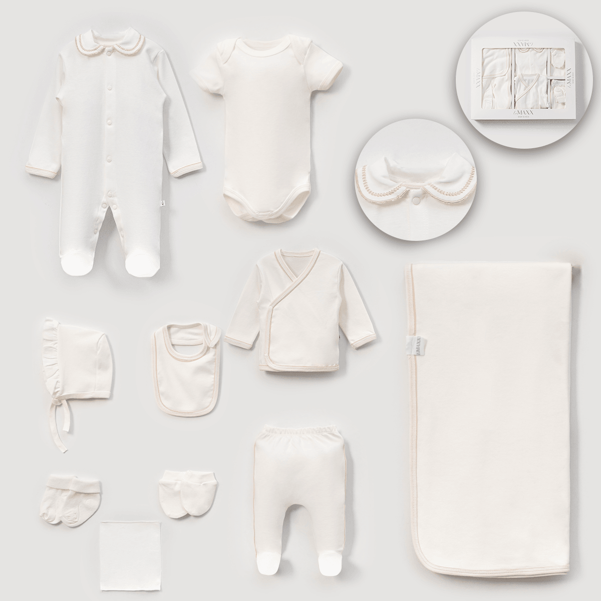 10'lu Biyeli Hastane Çıkışı Set (Lacivert-Bej-Pembe)