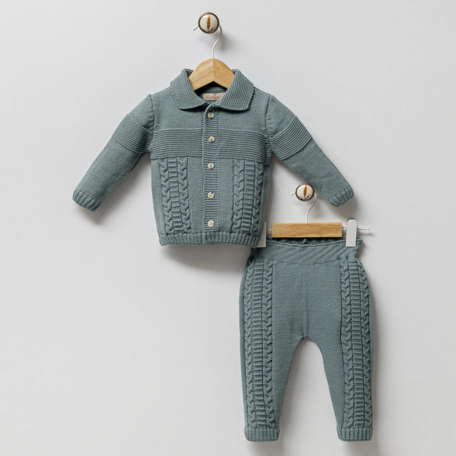 2'li Erkek Bebek Triko Yeşil Takım